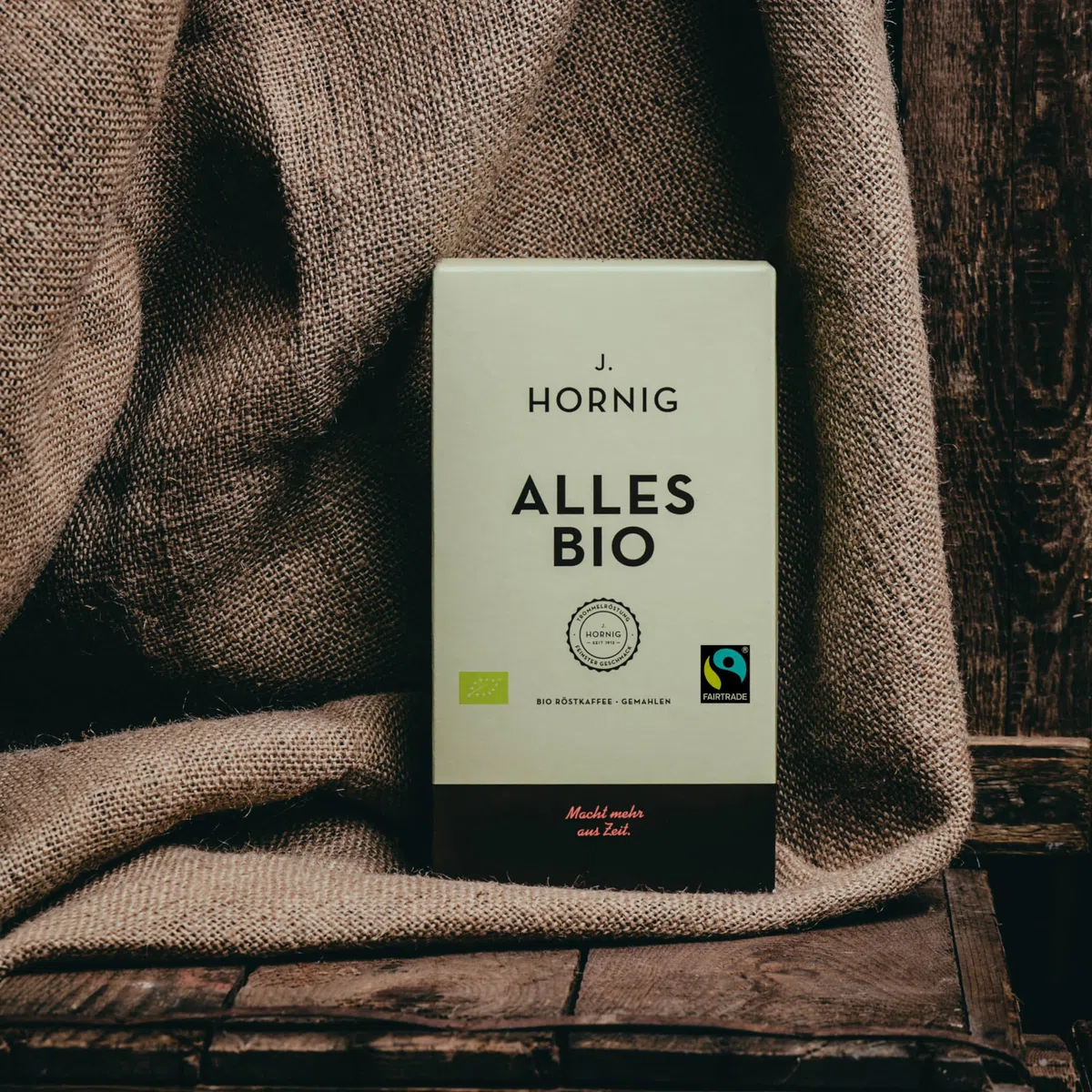 J. Hornig Kaffee gemahlen Bio & Fairtrade, Alles Bio, 500g, Arabica & Robusta, kräftiger Bio-Kaffee mit Noten von Kakao & Malz, für Filterkaffee, Espressokocher & French Press, Stärke 4/5