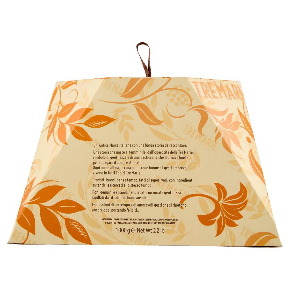Tre Marie Il Panettone Milanese 1 kg klassischer italienischer Weihnachtskuchen mit Rosinen & kandierten Zitrusschalen