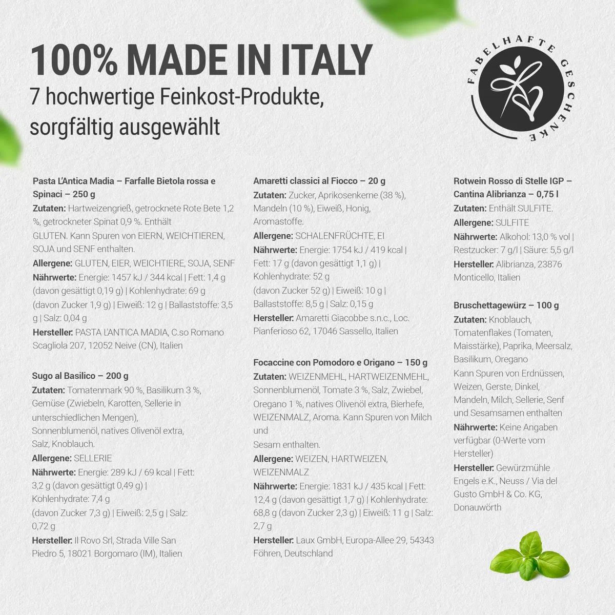 Danke-Präsentkorb Italia gefüllt mit Rotwein & italienischen Delikatessen Geschenkkorb