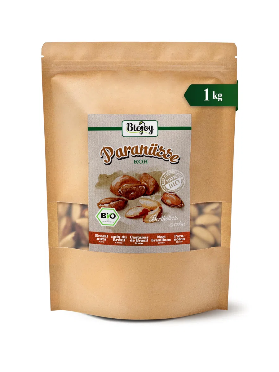 Biojoy BIO-Paranüsse (1 kg), roh und ungesalzen, Paranusskerne ohne Schale