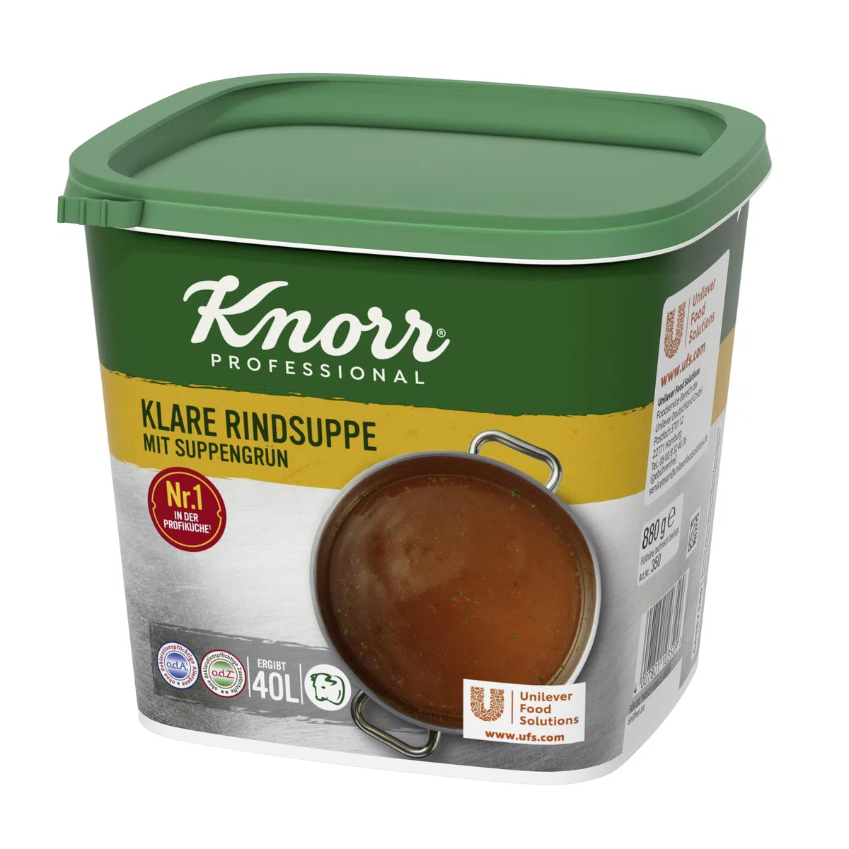 Knorr klare Rindsuppe mit Suppengrün (Rinderbrühe nach bewährter Rezeptur) 1er Pack (1 x 0,88 kg)
