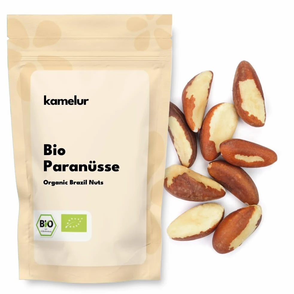 Kamelur Bio Paranüsse aus Wildsammlung - 1kg - von Hand geerntete Paranusskerne aus kontrolliert biologischem Anbau - ohne Zusätze