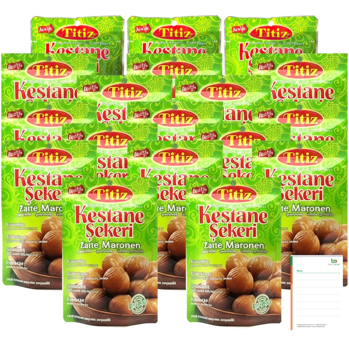 Titiz Zarte Maronen Leicht Gesüßt Vorteilspack 18x125g, Hohe Ballaststoffe & Natürliche Energie, 100% Vegan