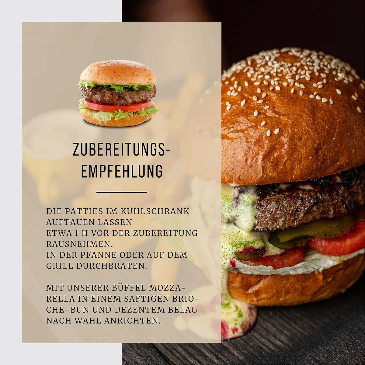BÜFFEL BILL Gourmet Burger 6x180g Mageres Wasserbüffelfleisch Brisket Schulter