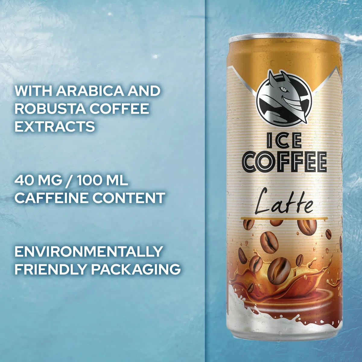 HELL Ice Coffee Latte 24 x 250 ml Dosen Multipack 40 mg/100 ml Koffein Arabica Robusta Kaffeebohnenextrakte 75% UHT-Milch trinkfertig