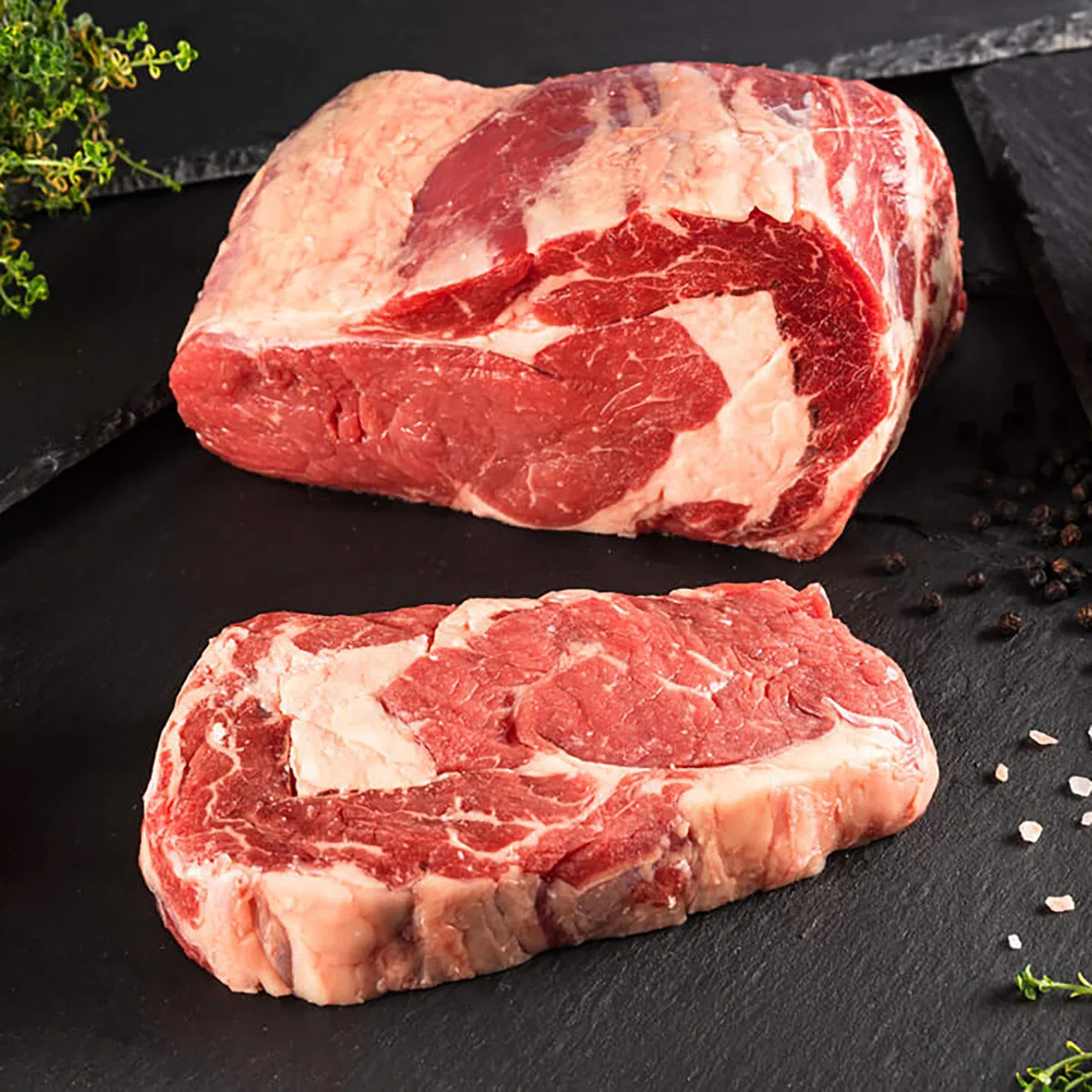 WURSTBARON 4x Rib-Eye Steak aus deutscher, kontrollierter Herkunft - Entrecôte vom Jungbullen - Premium Rind-Fleisch - 4 Rinder Steaks - 1,4 kg