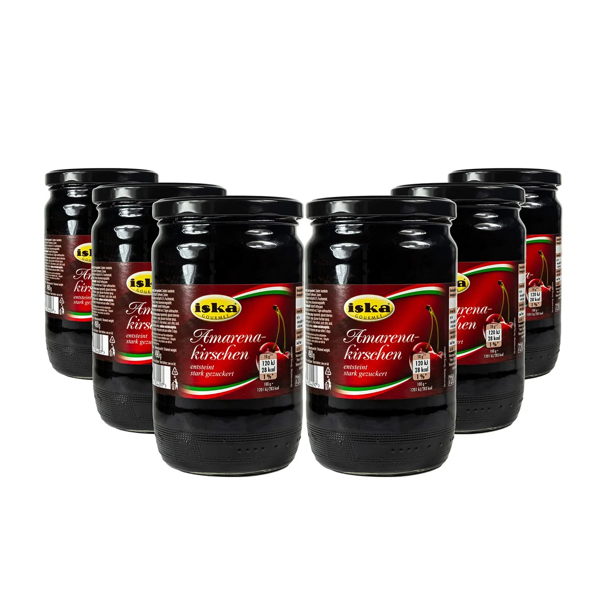 Food-United Amarena-Kirschen in Sirup 6 x 890g Spezialität aus Italien entsteint kandiert