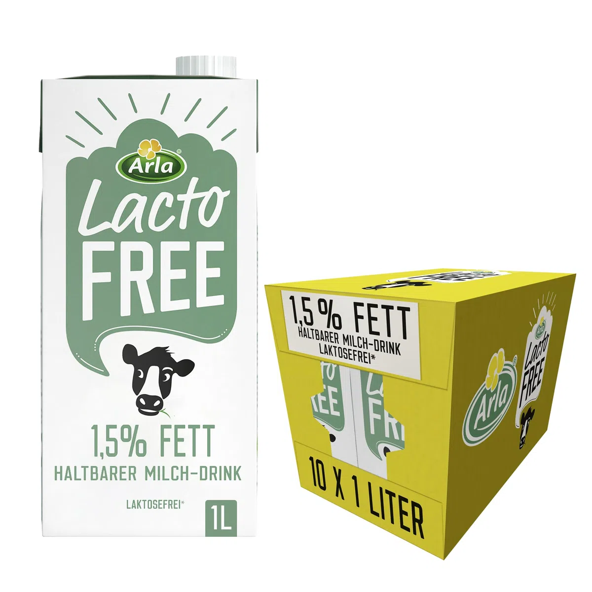Arla LactoFREE Laktosefreie Haltbare Milch 1,5% Fett 10 x 1L