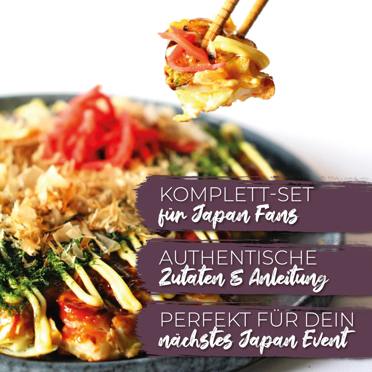 Okonomiyaki Kochset 7-teilig für japanische Pfannkuchen mit Anleitung