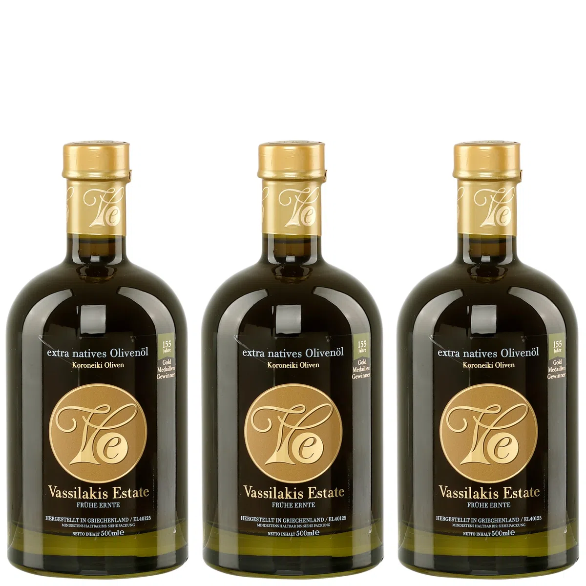 Gut Vassilakis Estate Olivenöl 3x 0,5l + 1x 20ml aus Griechenland