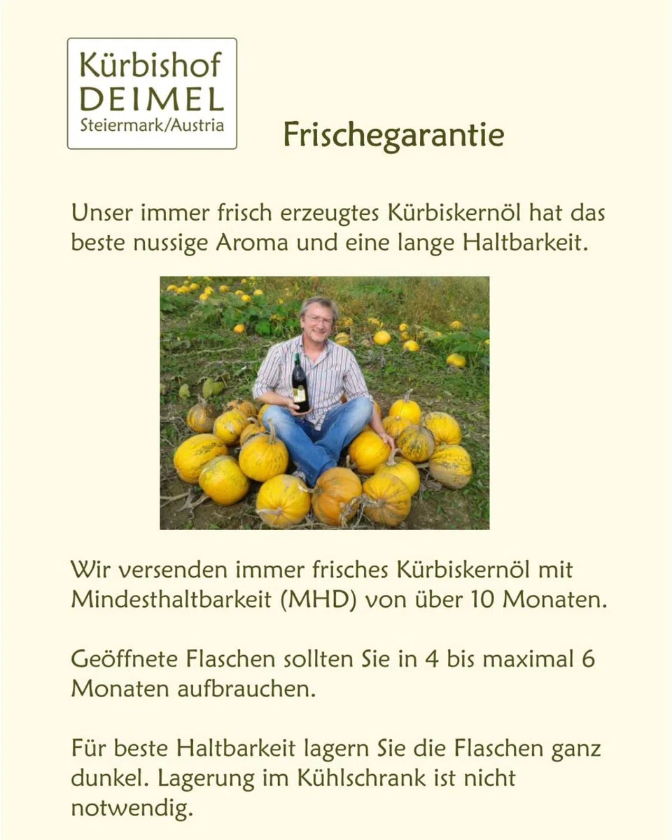Kürbishof DEIMEL Steiermark/Austria - 500 ml Dose Original Steirisches Kürbiskernöl g.g.A. - Jährlich prämiert