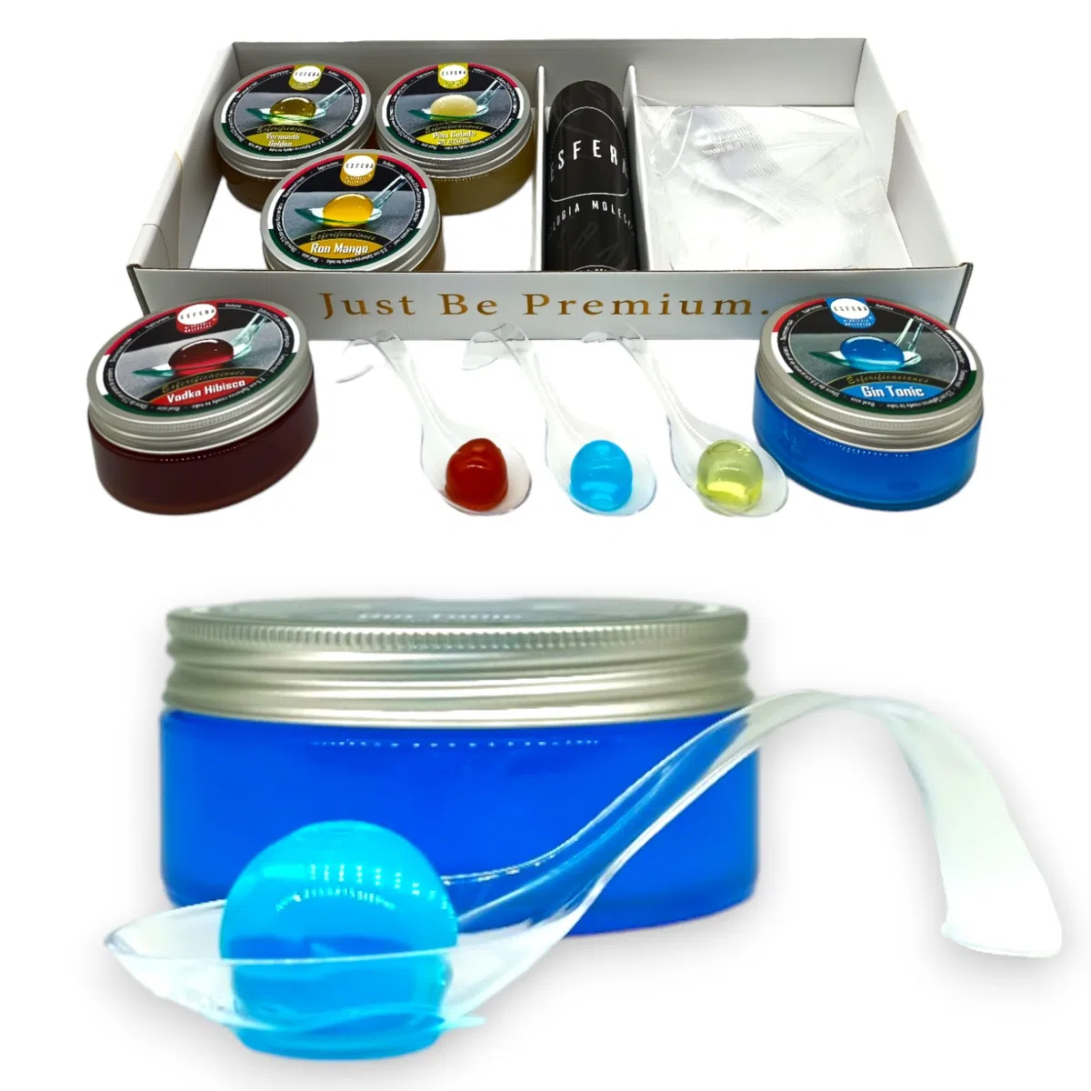 Pack 30 Spherifications Gin Tonic Mango Rum Vodka Hibiskus Molekular Cocktails 3 Geschmacksrichtungen Molekulare Küche