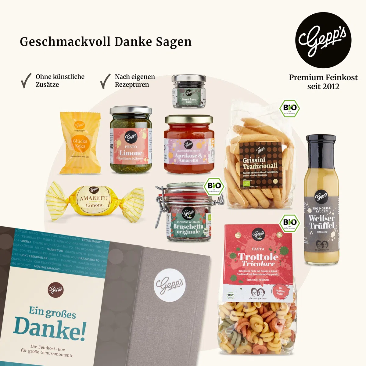 Gepp’s Feinkost Danke-Box Geschenkkorb Gourmet Geschenkset mit Delikatessen