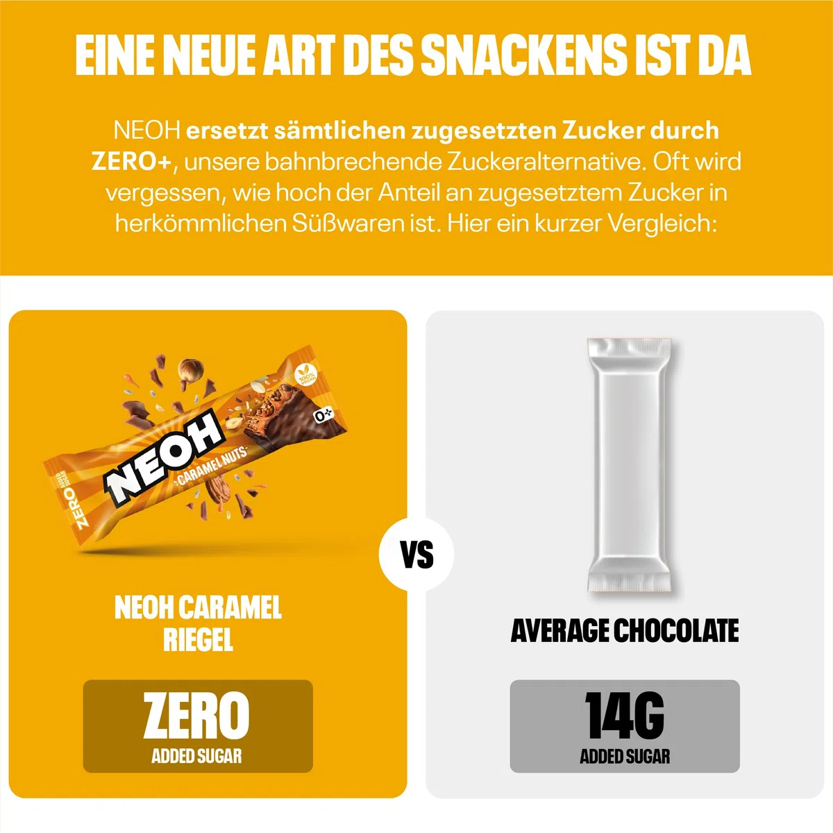 NEOH Low-Carb, veganer Karamell-Erdnussriegel – Ohne zugesetzten Zucker, Voll nussiger Erdnüsse und verführerisch gutem Karamell, 24x28g Packung