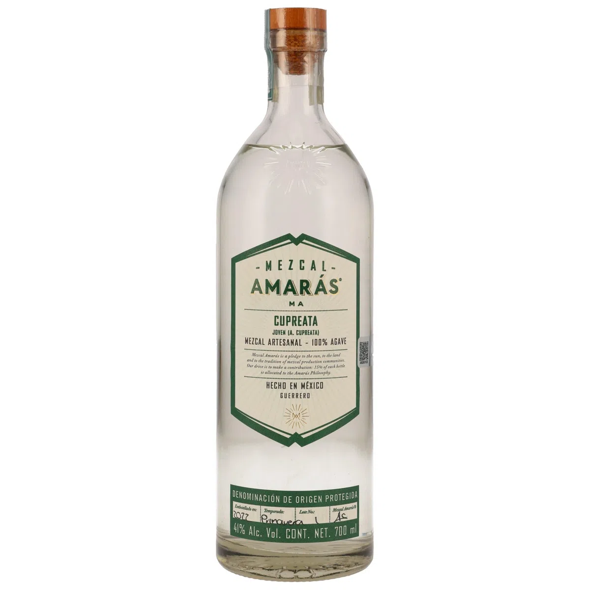 Mezcal Amarás | Cupreata | 700 ml | Aus süßen Cupreata-Agaven | In Handarbeit hergestellt | Mit überwältigend natürlicher Komplexität