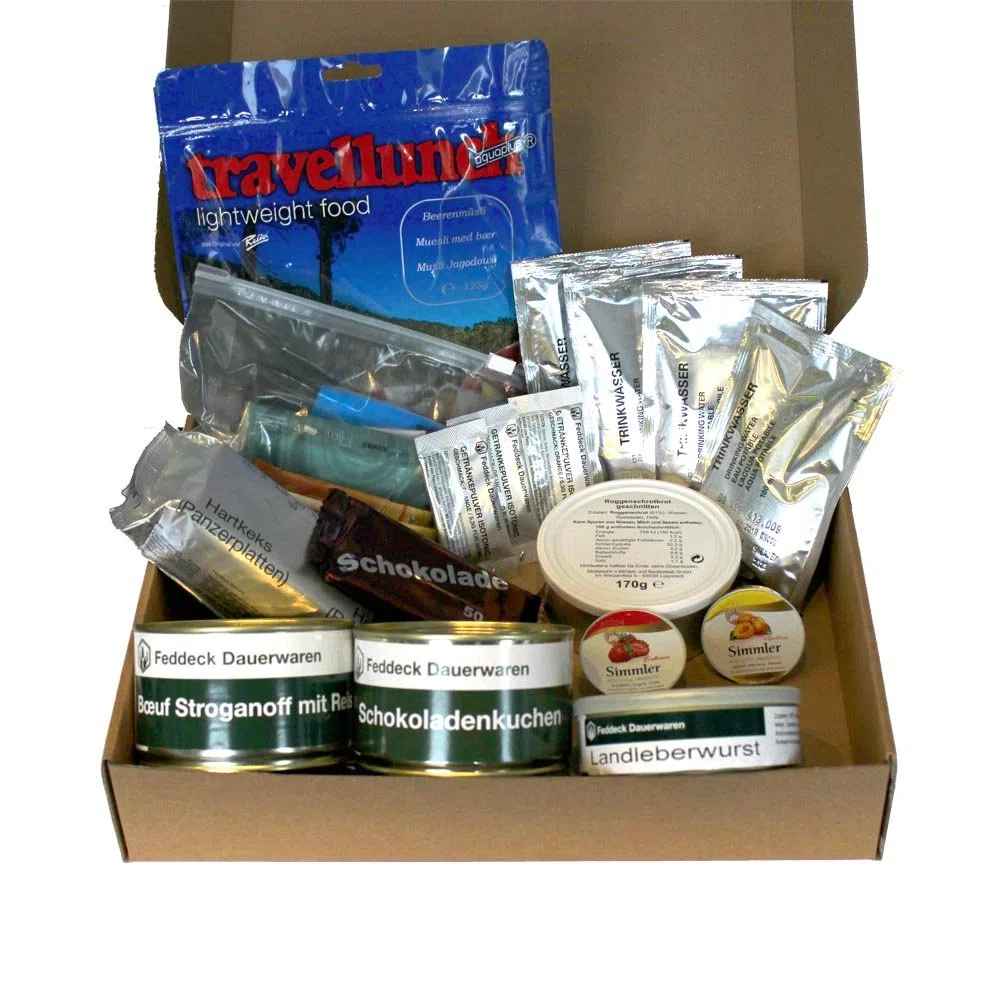 Feddeck EPa Typ 17 Nudeln mit Bolognese-Soße Schokoladenkuchen Leberwurst