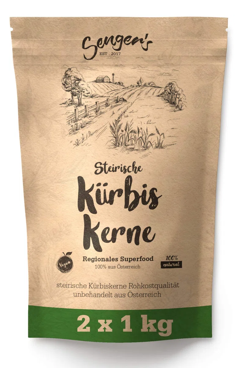 Senger's 2 kg Steirische Kürbiskerne Kürbiskern Rohkostqualität natur unbehandelt vegan geschält (2 KG)