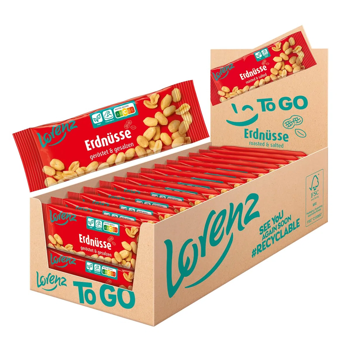 LORENZ Erdnüsse geröstet & gesalzen 28 x 40 g vegan