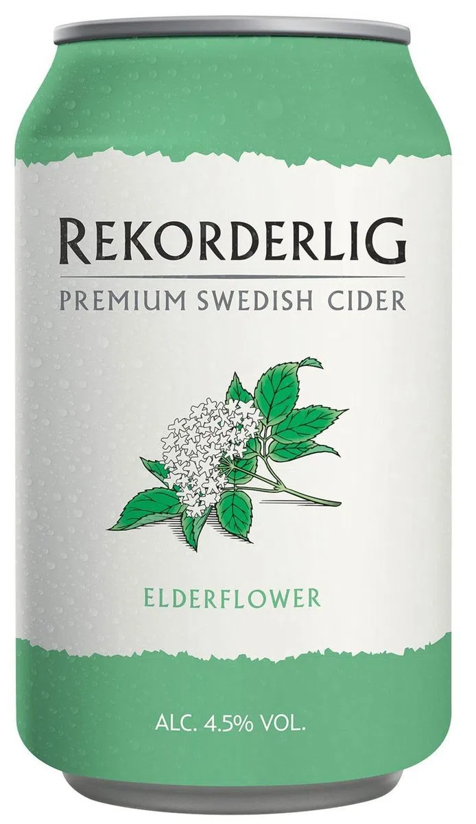 Rekorderlig Cider Holunder 4,5% 24x0,33l Dosen Set mit Schlüsselanhänger