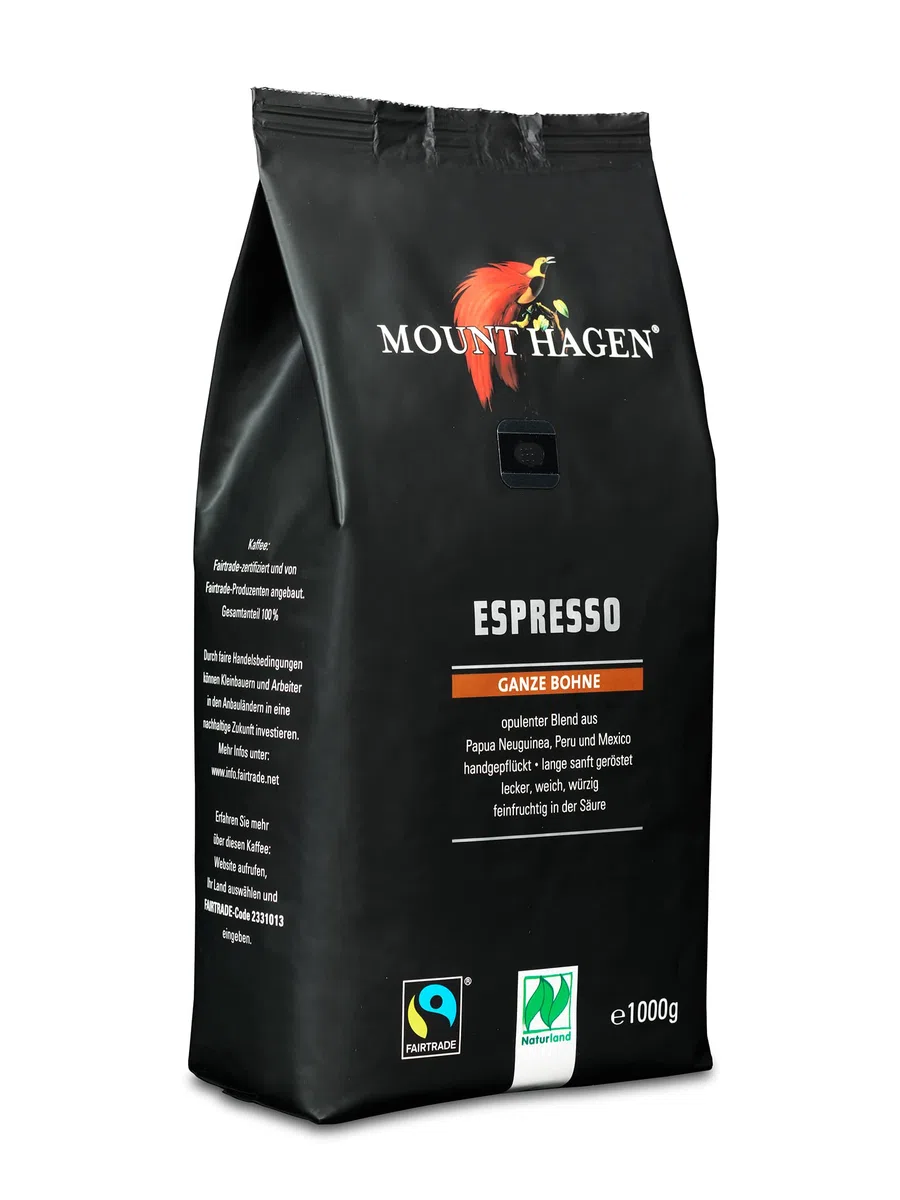 Mount Hagen Espresso Ganze Bohne Bio FT Naturland 1kg