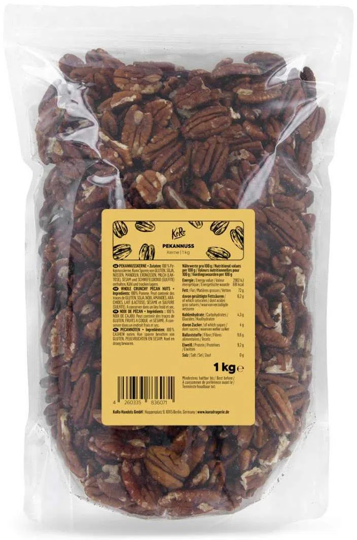 KoRo - Pekannusskerne 1kg - Naturbelassene Pekannüsse in der Vorteilspackung