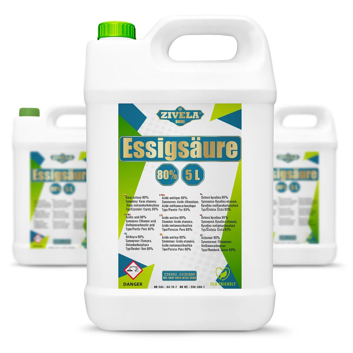 15L Essigsäure 80% Premium Qualität | 3x5L Essigessenz 80 prozent Lebensmittelqualität 15 kg | Hochreiner Essig für Vielseitige Anwendungen | Perfekt für Hausgebrauch Industrie Gartenbau Reinigung