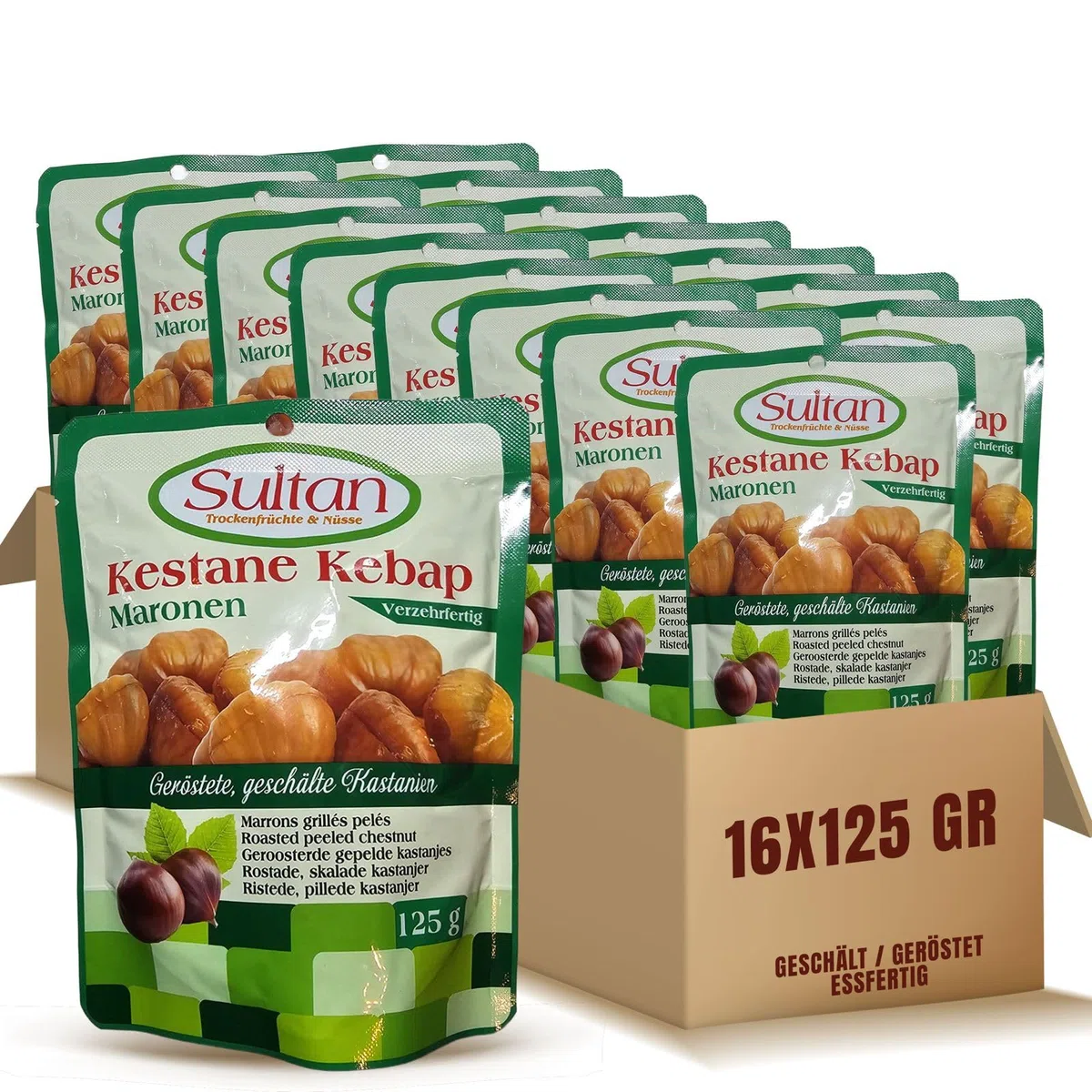 Mein Bazar Zarte Maronen geschält geröstet Esskastien gekocht 16x Set