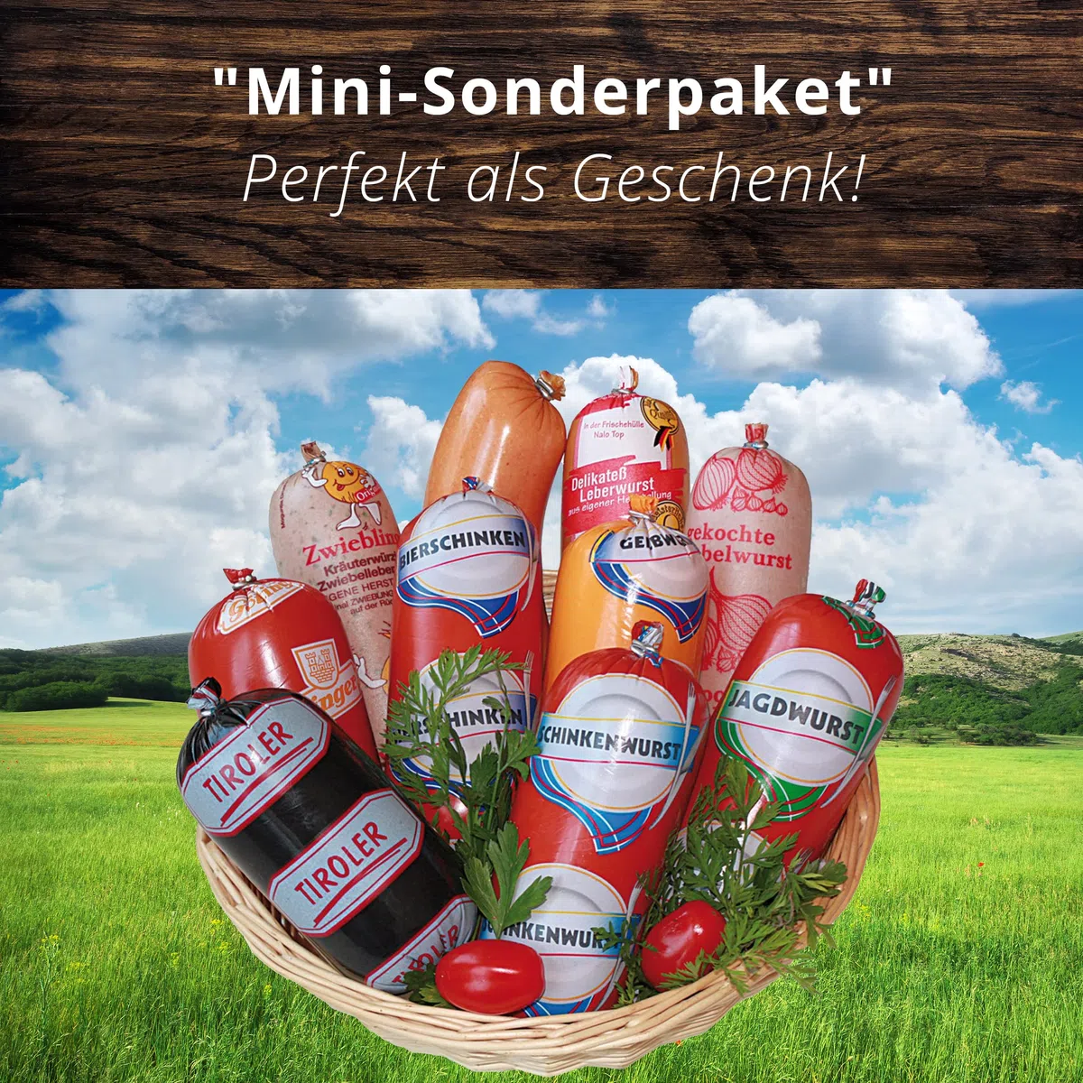 Landmetzgerei Schiessl Mini-Sonderpaket 2300g Hausmacher Wurstpaket glutenfrei laktosefrei Wurst Schinken Tiroler Geschenkset