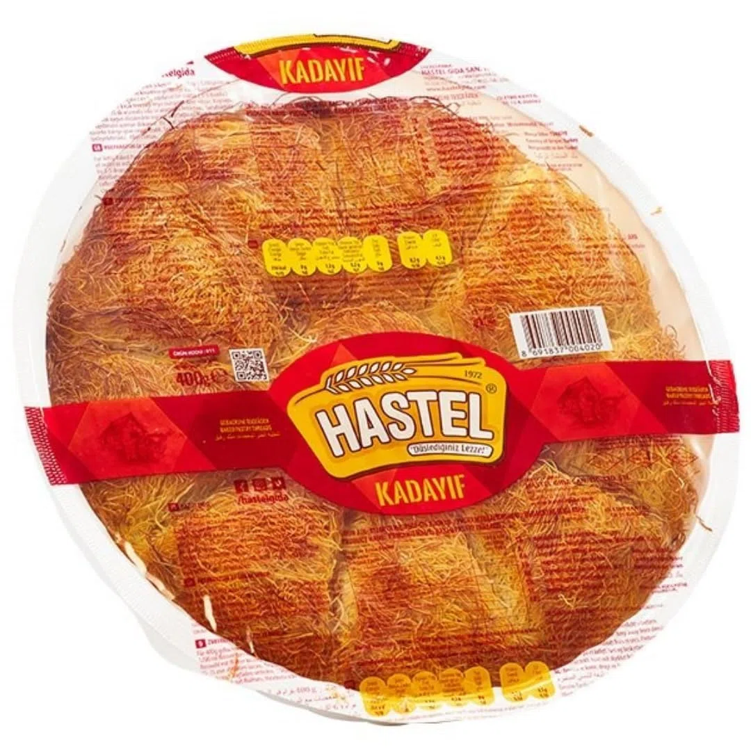 Hastel Kadayıf Teigfäden Kadaifi fertiges Dessert hauchdünn taze kadayıf kataifi 400 Gramm x 3 STÜCK mit Pufai