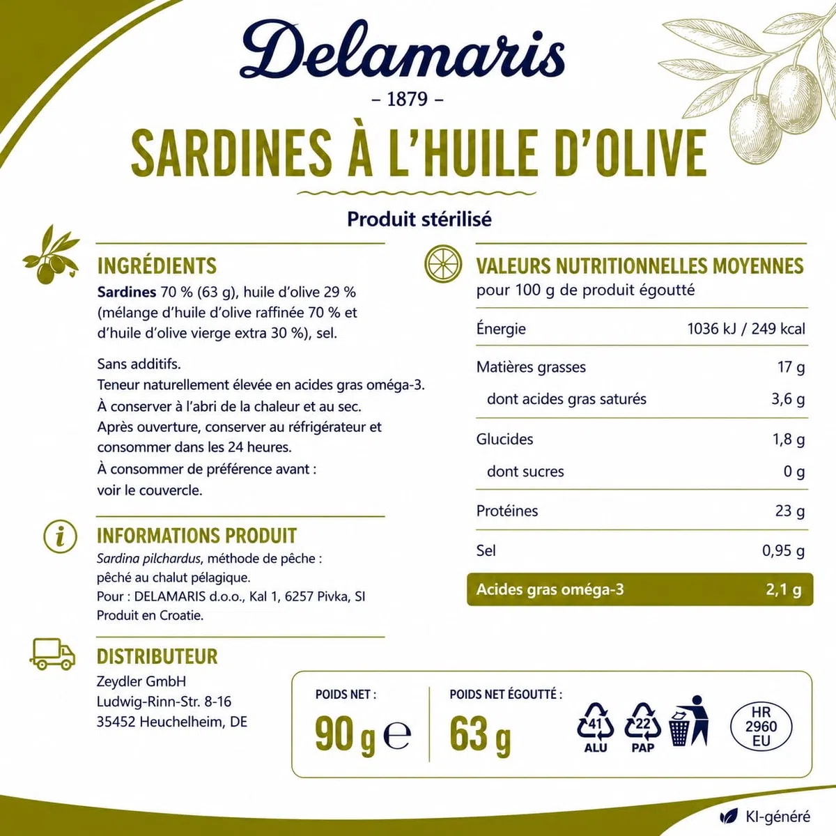 Sardinen in Olivenöl 20x90g 20er-Pack Glutenfrei Omega-3-Fettsäuren
