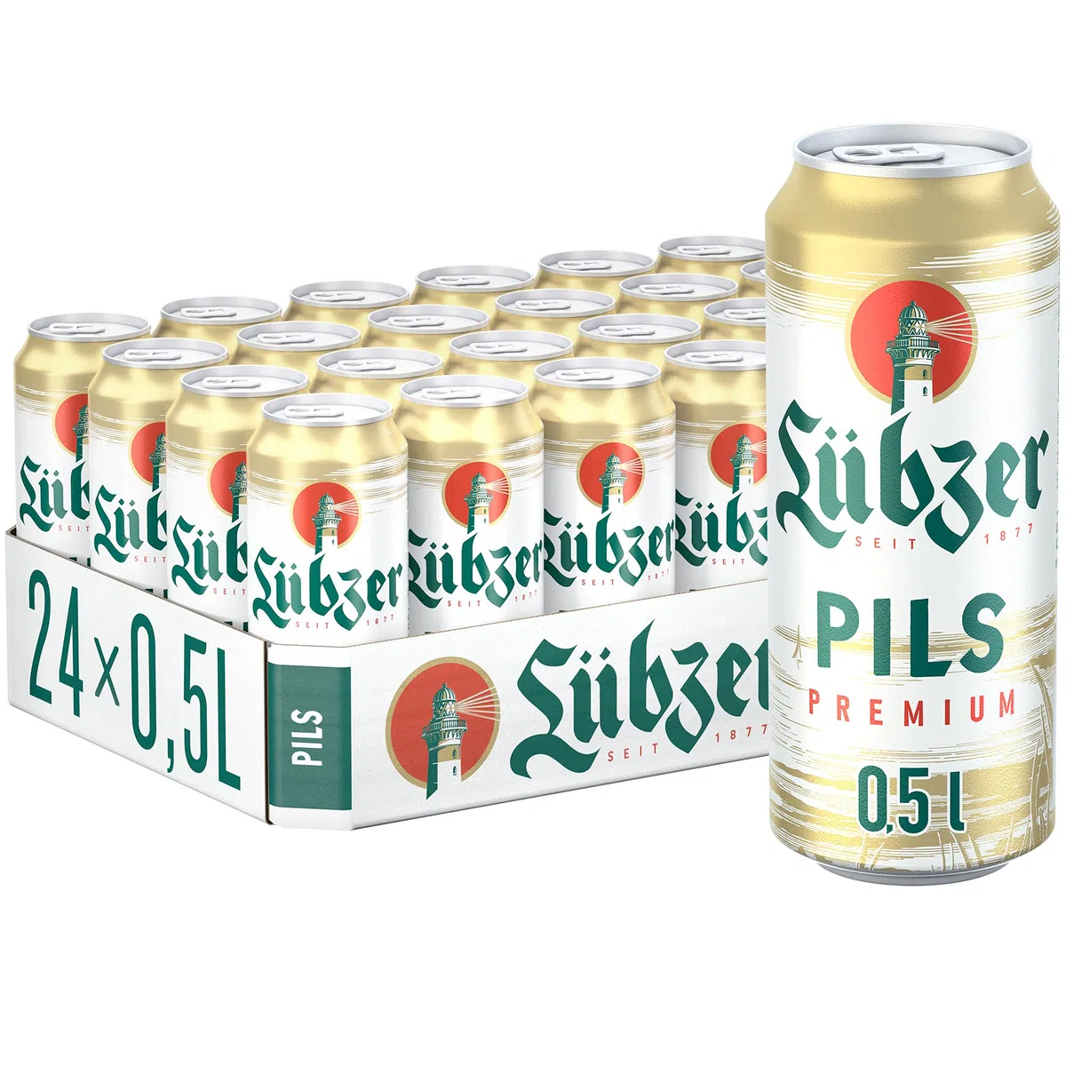 Lübzer Premium Pils Bier Dose Einweg 24 x 0.5 L Dosenbier