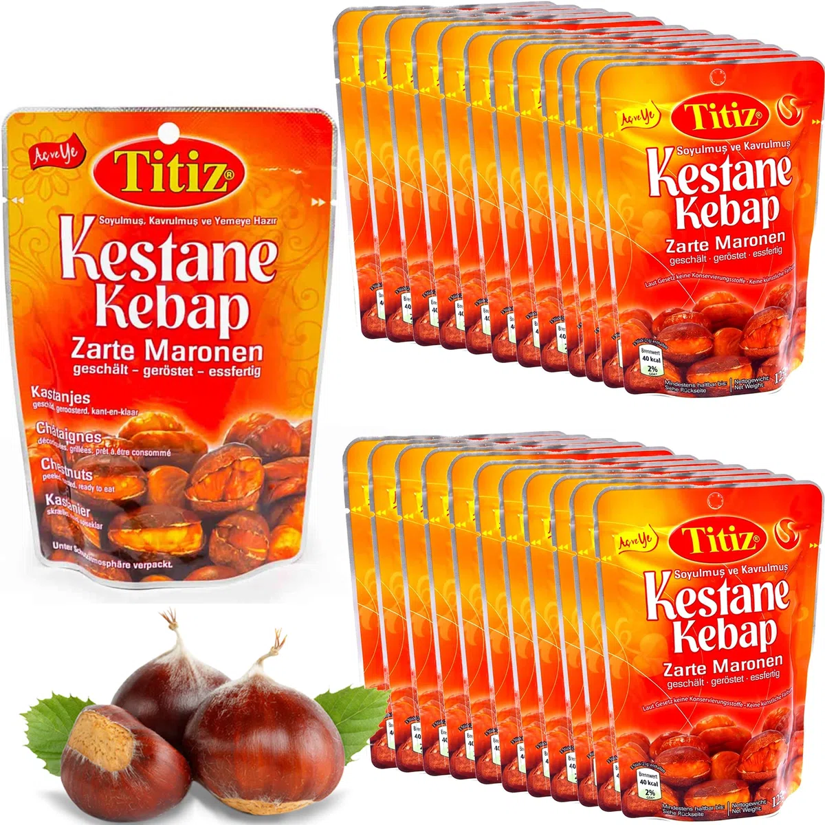 Titiz Gekochte Esskestanien Maronen Edelkastanien 24x125g Partypaket Vegan Ungesüßt Glutenfrei