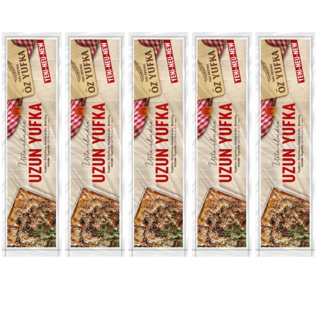 Öz Yufka Filo-Teigblätter lang Teigblätter Täglich frischer Teig - Frisches Gebäck, Teigblätter Filoteig 470 Gramm x 5 Packungen mit Pufai Grocery