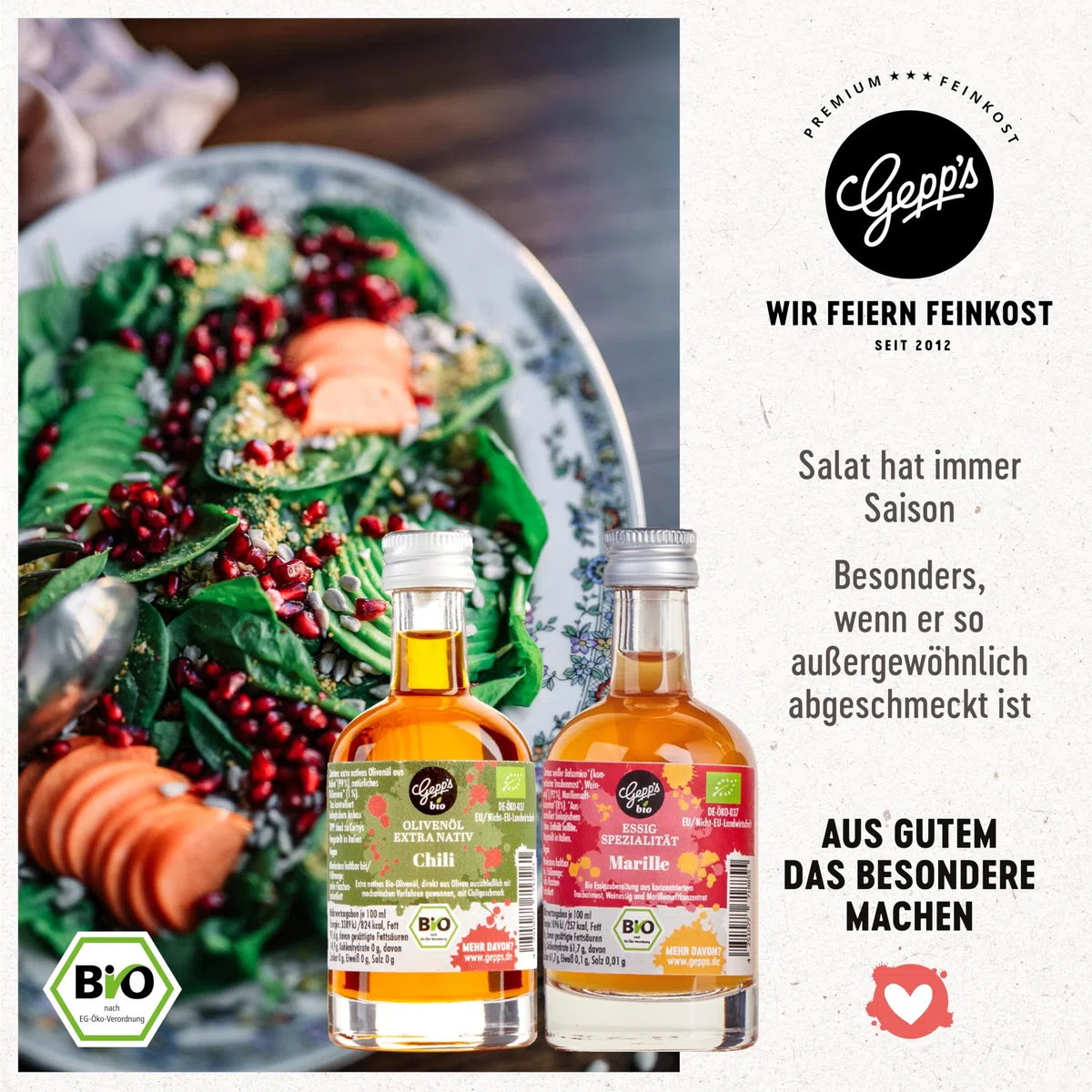 Gepp’s Feinkost Bio Essig und Öl Probier- & Geschenkset 5 x 50ml