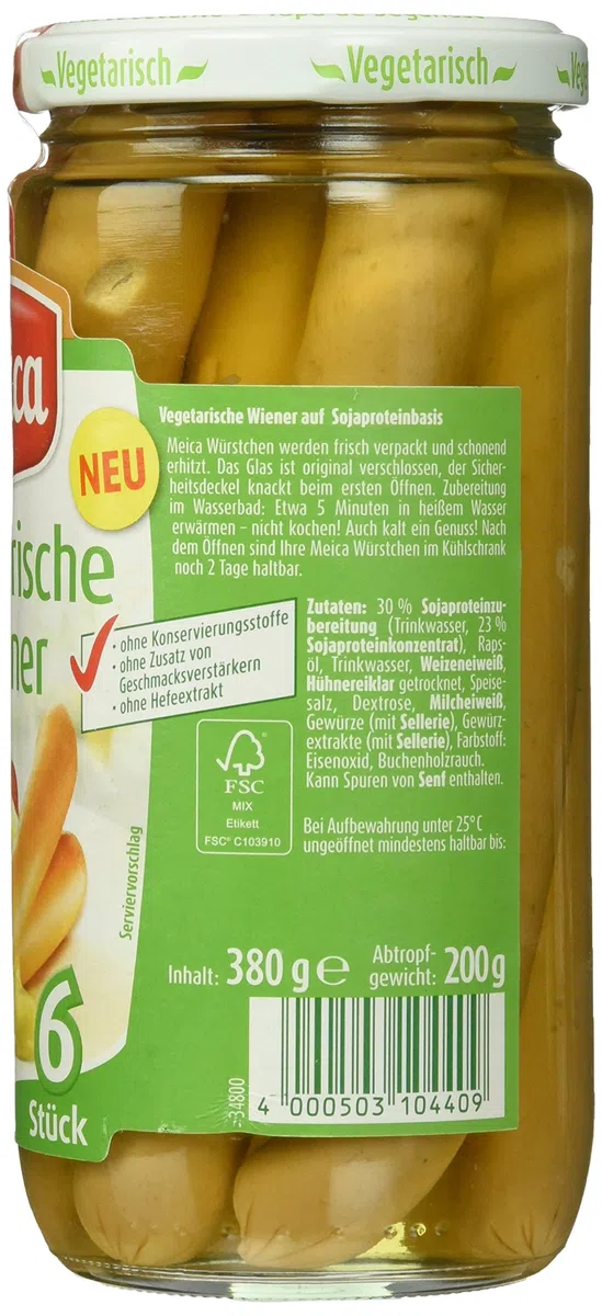 Meica 6 Vegetarische Wiener, 12er Pack (12 x 200 g)
