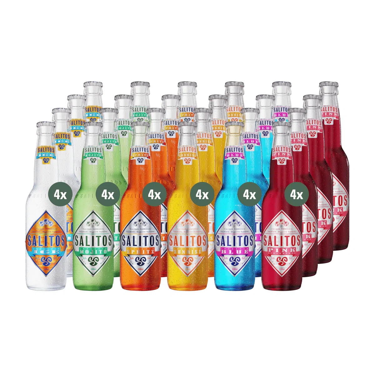 SALITOS MIX SET 24 × 0,33l Glas Mehrwegflaschen 6 Sorten