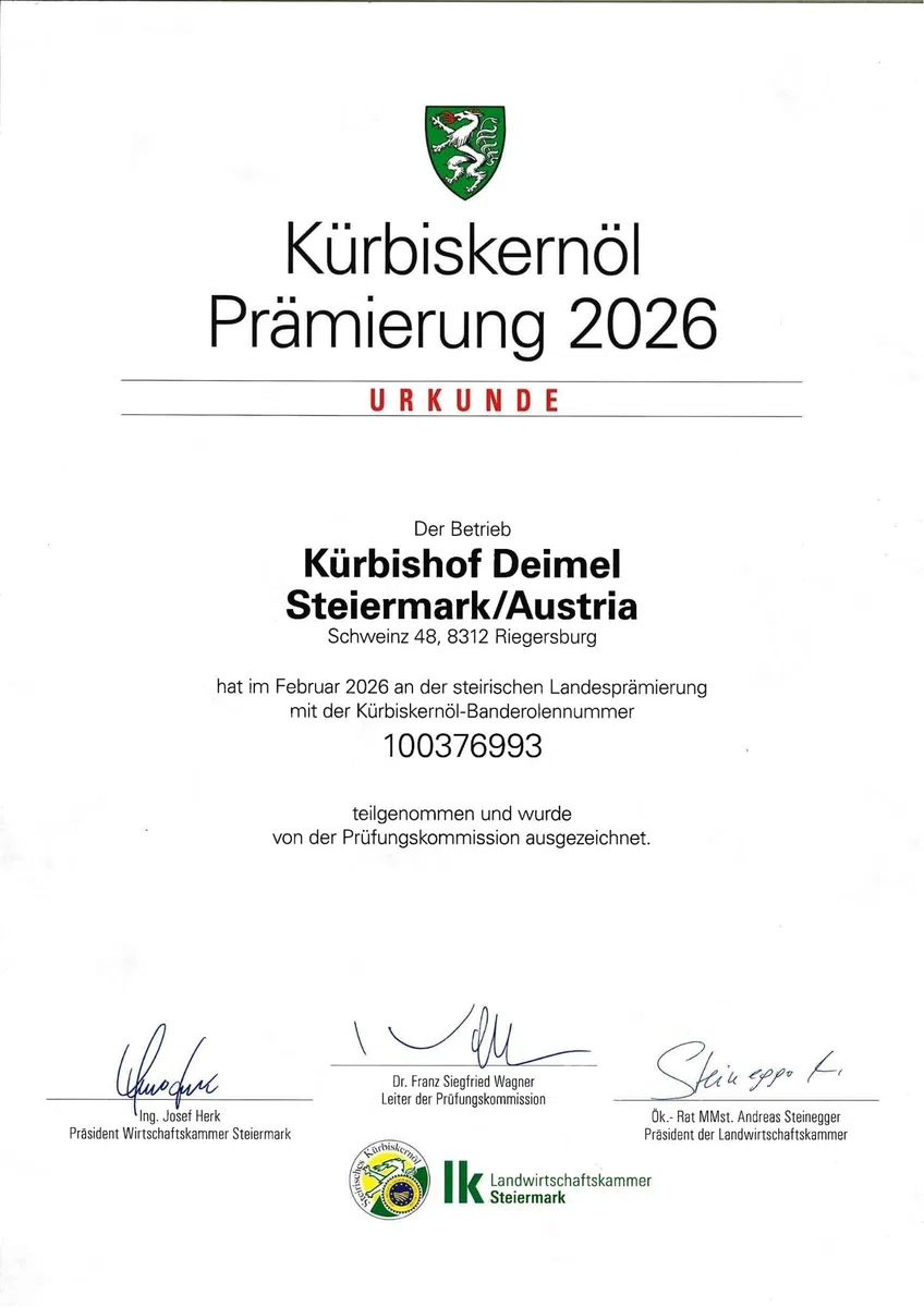 Kürbishof DEIMEL Steiermark/Austria - 500 ml Dose Original Steirisches Kürbiskernöl g.g.A. - Jährlich prämiert