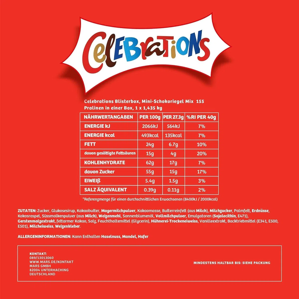 CELEBRATIONS 3x1,435kg Mini-Schokoriegeln Maltesers Galaxy Snickers