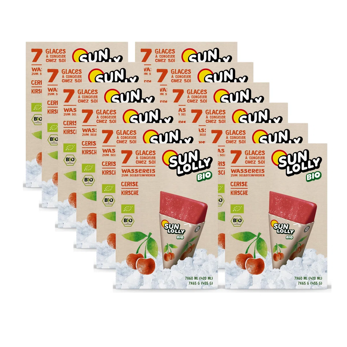 Sun Lolly Bio Wassereis Kirsche 12er Vorratspack 12 x 420ml Mit Fruchtsaft Vegan Laktosefrei Glutenfrei