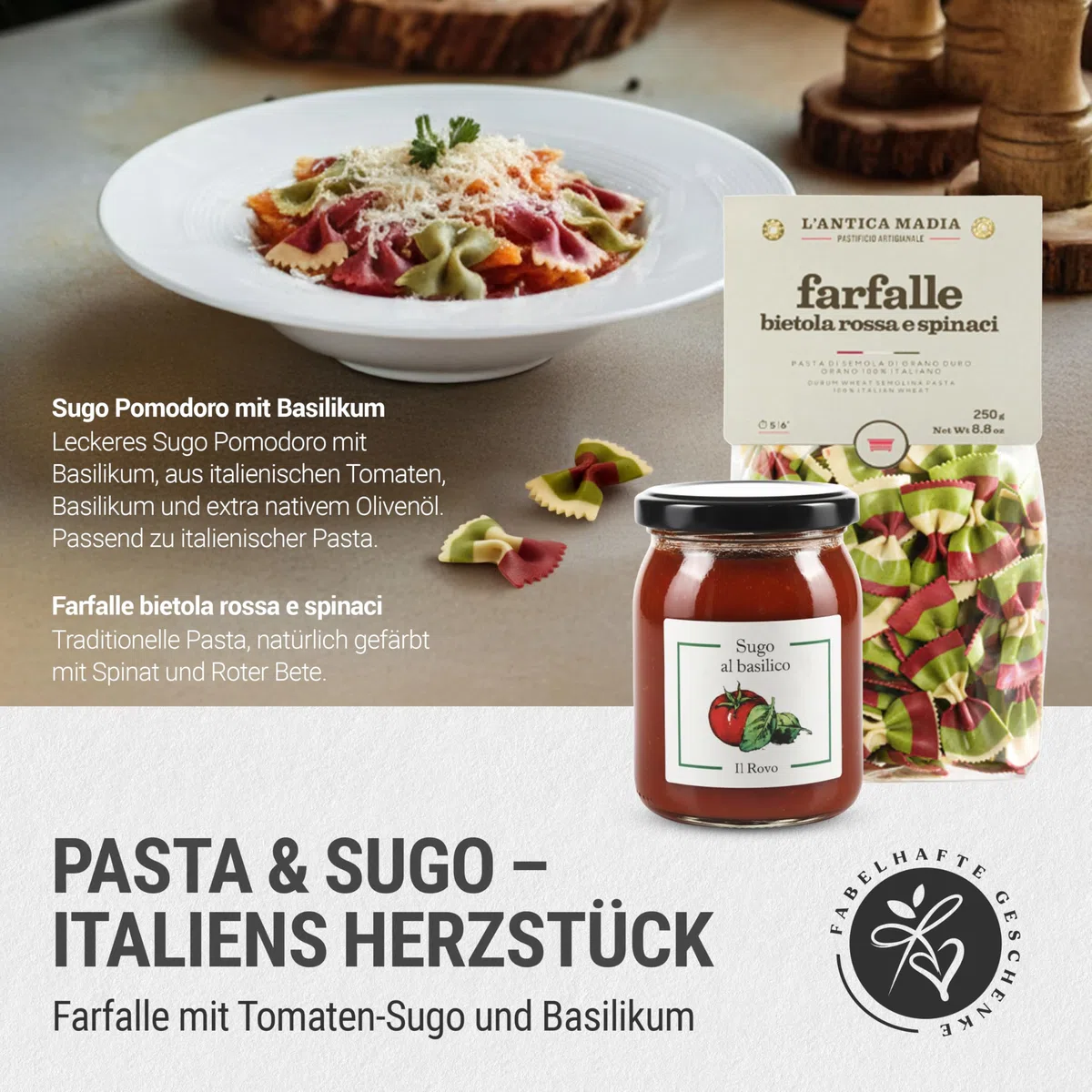 Danke-Präsentkorb Italia gefüllt mit Rotwein & italienischen Delikatessen Geschenkkorb