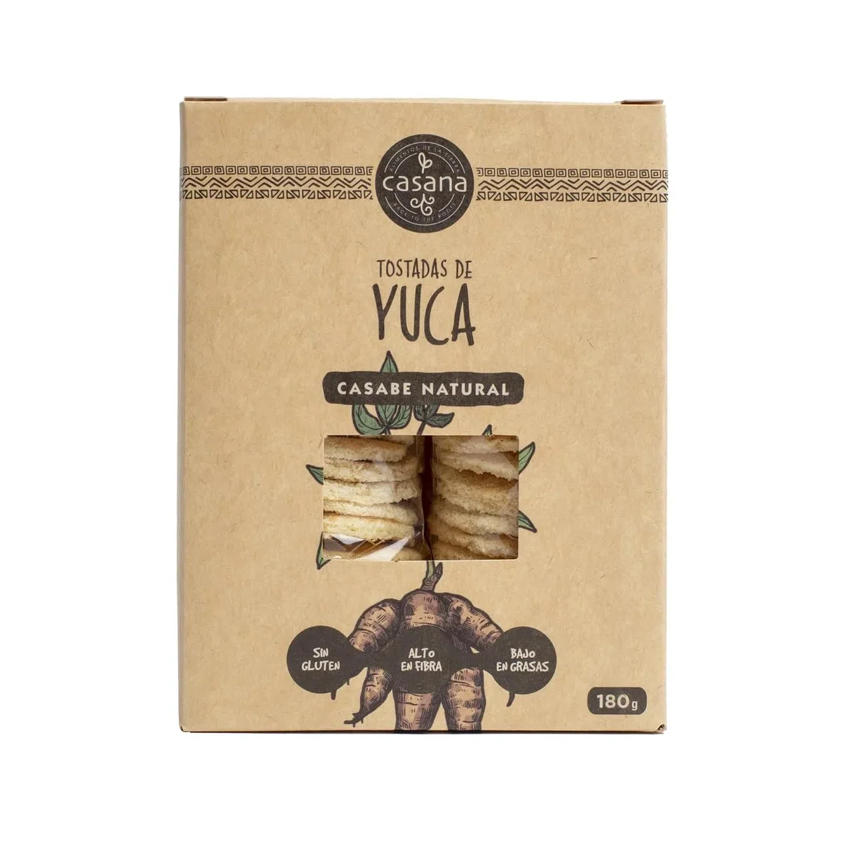CASANA Ökologische Maniok-Toastscheiben (natürliches Casabe) CASANA 180 g. 4er-Pack.