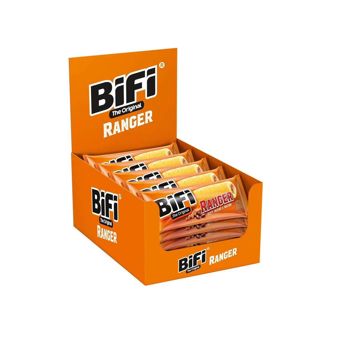BiFi Ranger Beef 20er Pack 20 x 50 g Salami Snack im Teigmantel Wurstsnack mit Beef Beans Bacon
