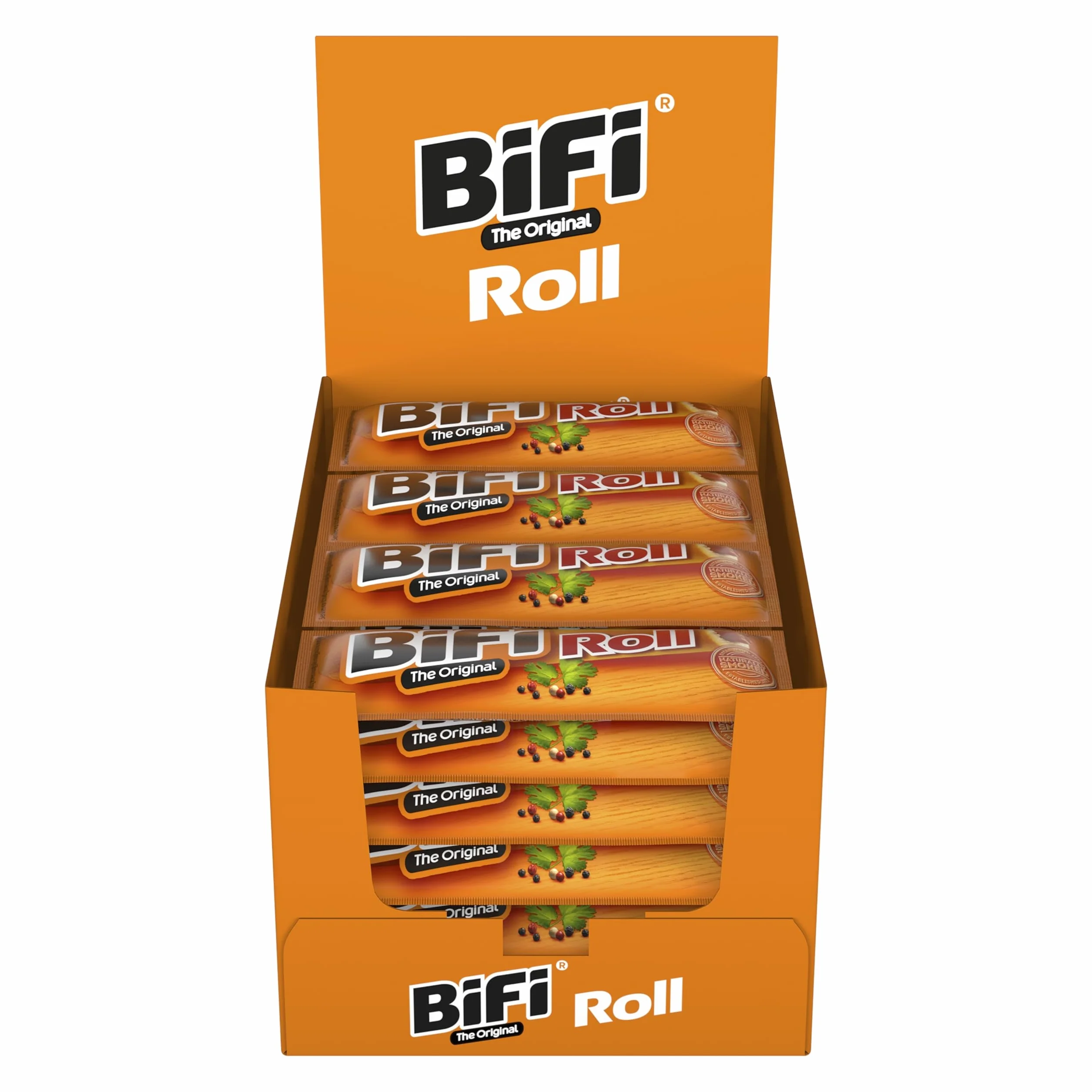 BiFi Roll – 30er Pack (30 x 45g) - Salami Snack in einem lockeren Teig – Original Wurstsnack To Go - für Unterwegs, im Büro oder beim Sport - mit Pfeffer, Koriander und Knoblauch
