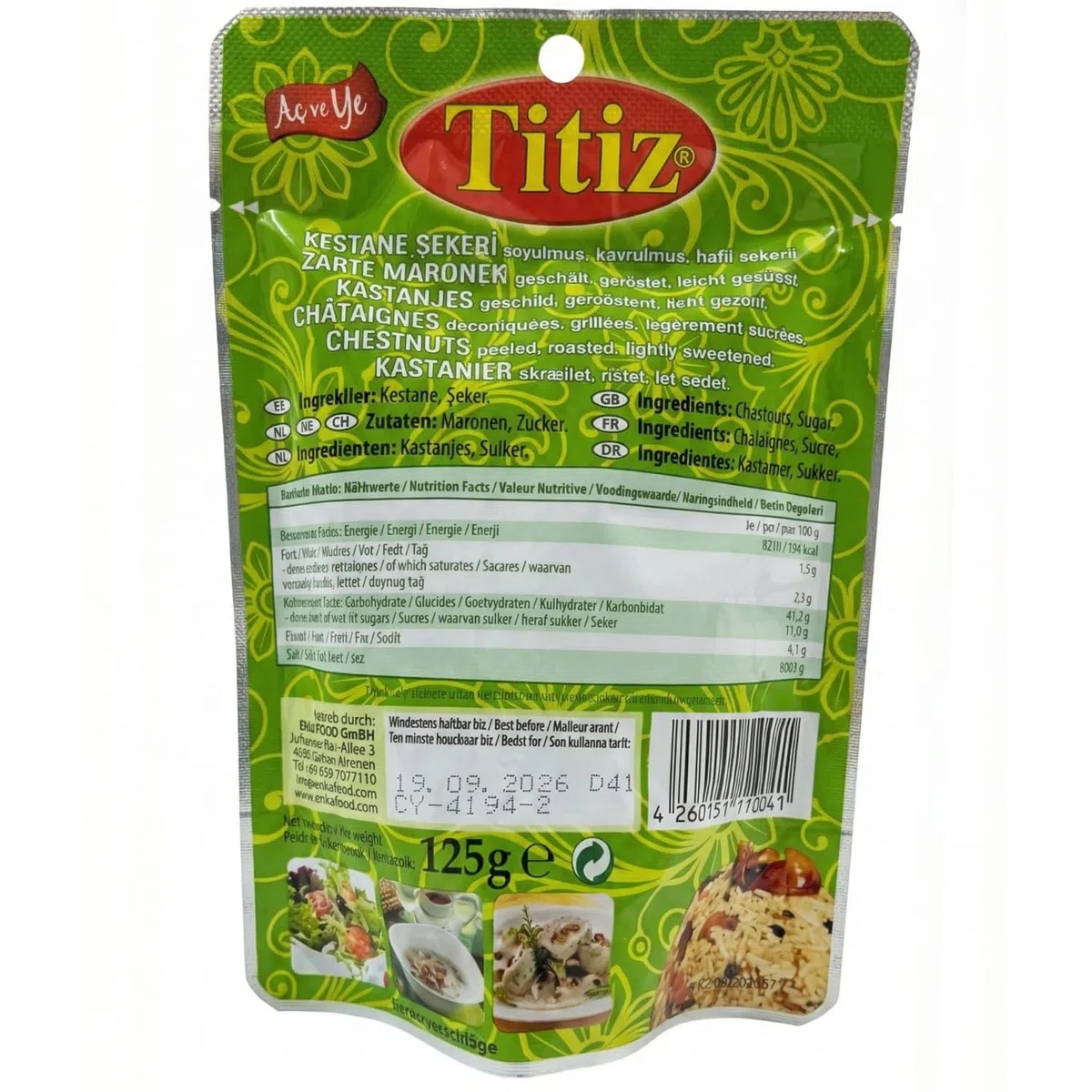 Titiz Zarte Maronen Leicht Gesüßt Partypaket 24x125g, Vegan
