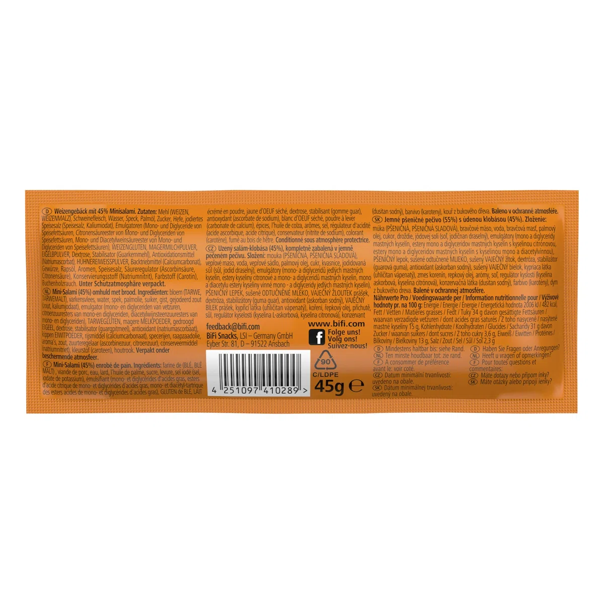 BiFi Roll – 30er Pack (30 x 45g) - Salami Snack in einem lockeren Teig – Original Wurstsnack To Go - für Unterwegs, im Büro oder beim Sport - mit Pfeffer, Koriander und Knoblauch