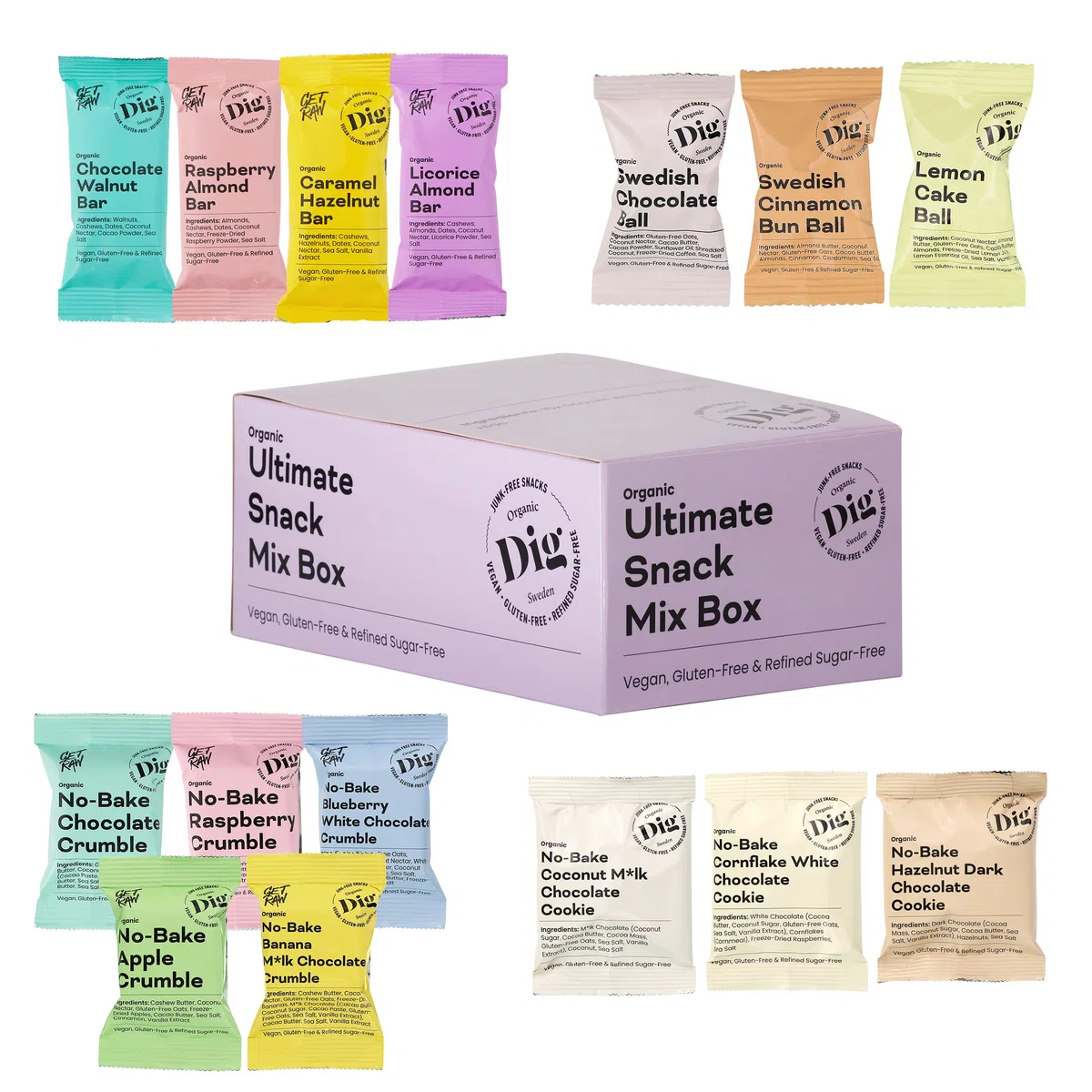 Ultimate Snack Mix Box - Gesunde Snacks, vegan, glutenfrei, ohne raffinierten Zucker - 15 Stk., 508g