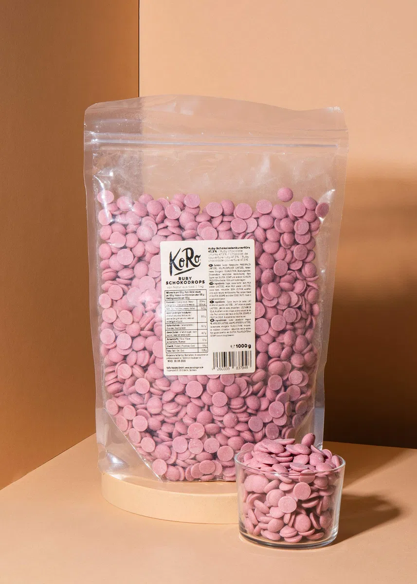 KoRo Ruby Drops 1 kg 34,4% Kakaoanteil Rosa Backzutat