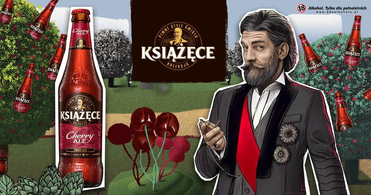 Książęce Cherry Ale 12 x 0,5l - Kirschbier aus Polen mit 4,1% Vol. - Inklusive Haus der Biere Berlin Bierdeckel