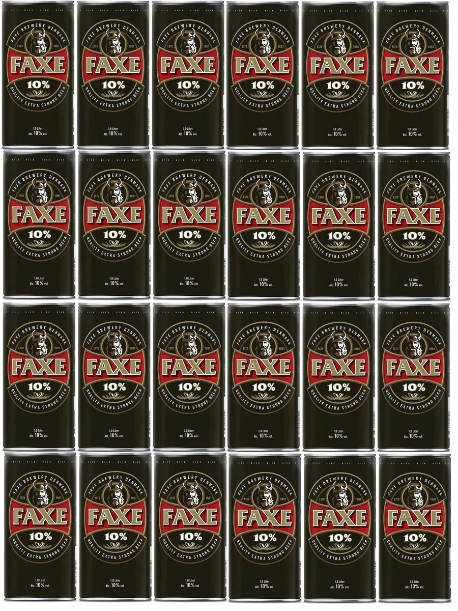 Faxe Strong 10% vol. 1 Liter Dänisches Starkbier 24 Dosen
