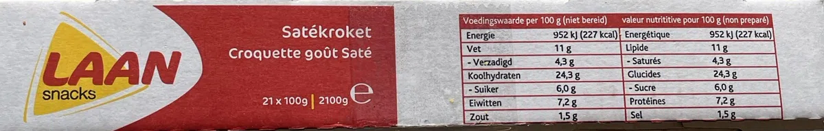 Laan Sate-Kroketten Satekroket 21Stk. á 100g I Kroketten aus den Niederlanden I Fleischgericht aus Holland I Tiefkühl